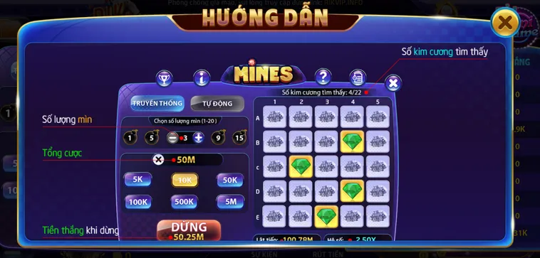 Chinh Phục Kho Báu Dưới Mìn Trong Minigame Mines Tại RikVip Siêu Hấp Dẫn