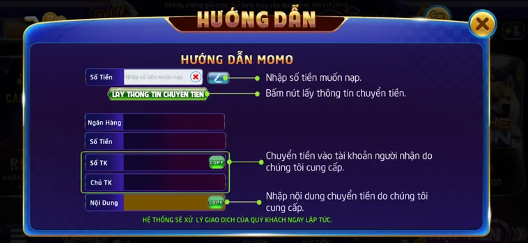 Hướng Dẫn Cách Nạp Tiền Bằng MoMo RikVip Siêu Tốc Nhận Khuyến Mãi Khủng Mỗi Ngày Cho Game Thủ