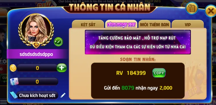 Quy trình kích hoạt bảo mật tại Rikvip.
