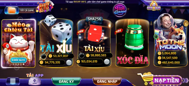 Cổng Game RikVip - Nơi Hội Tụ Đa Dạng Các Loại Trò Chơi Ăn Tiền Hấp Dẫn Nhât